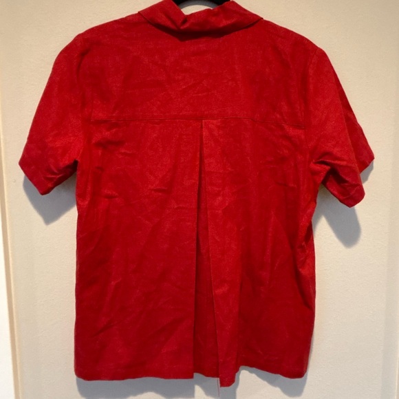 NWT Coldwater Creek Bold Red Linen Button-Up Shirt Small - Picture 2 of 5
